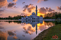 Colourful Sunset over Floating Mosque. Taken with Nikon D800E, Samyang 14mm, HDR 9 Exposures